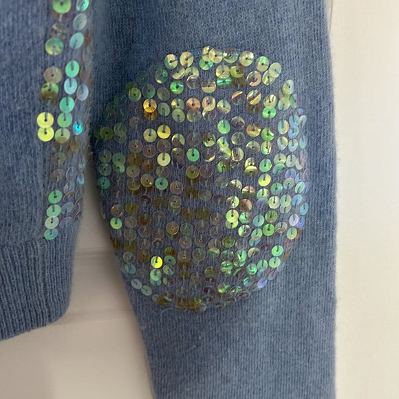 LIU-JO - sweater sequins iridescent blue angora blend vneck size XS - Picture 9 of 9